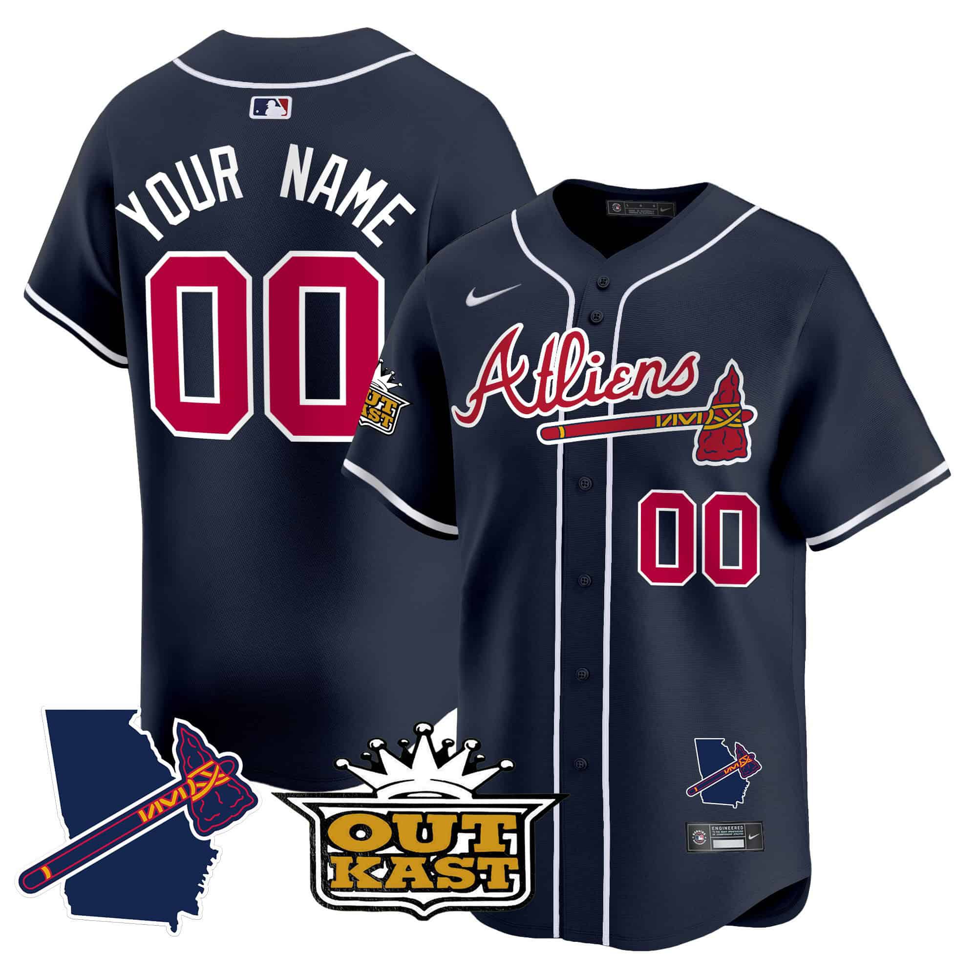 Men Atlanta Braves Blue Nike 2024 Atliens Vapor Premier Limited Custom MLB Jersey style 1->miami dolphins->NFL Jersey